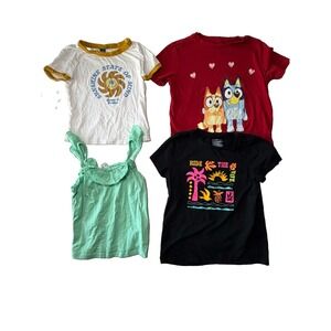 Girls Size 10/12 Shirt Lot 4pc Old Navy Cat & Jack Bluey Graphic Summer Tops
